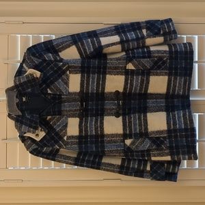 W by Worth Blue and White Plaid Coat